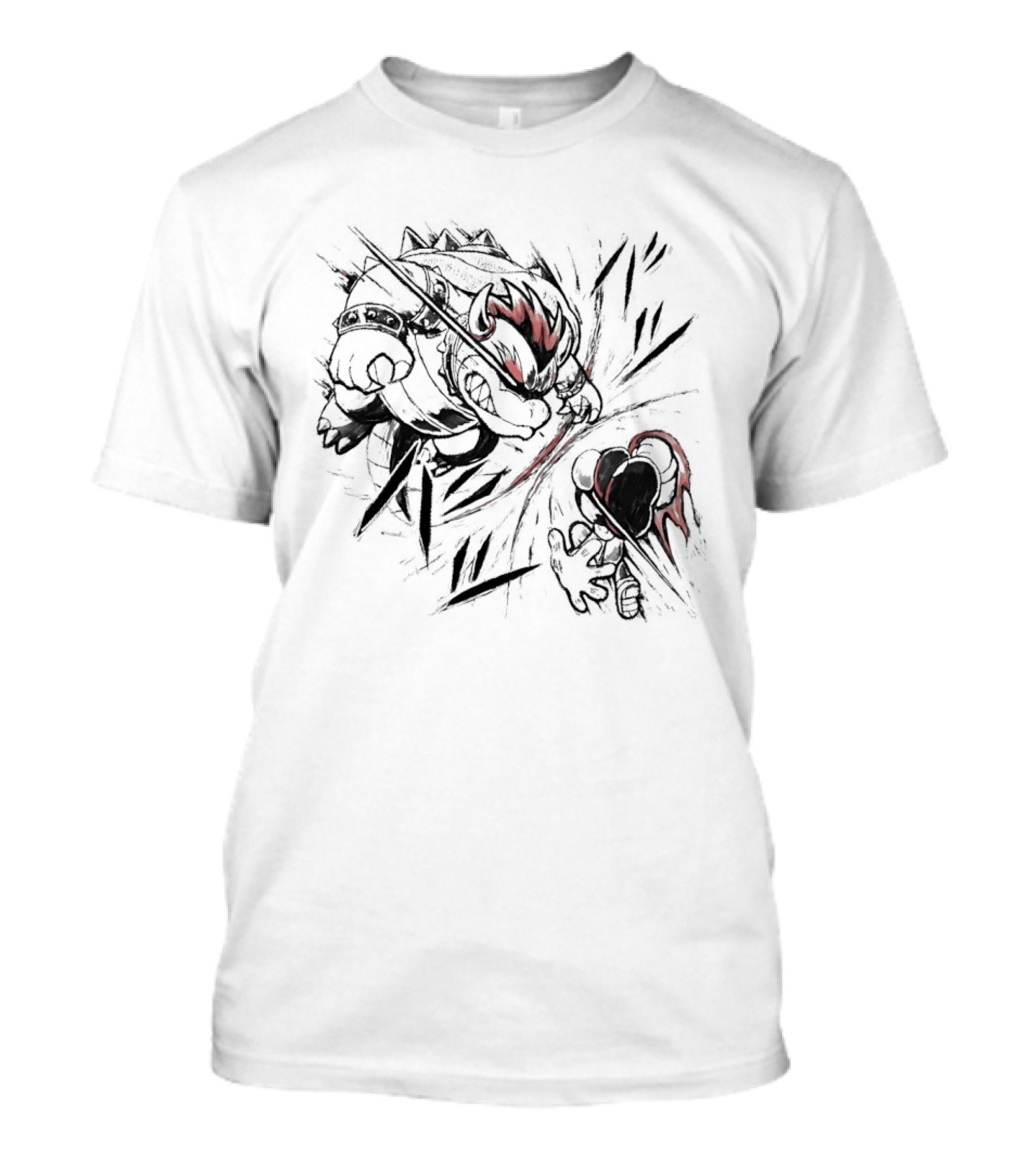 Bowser Vs Mario Epic Showdown Battle Sketch T-Shirt