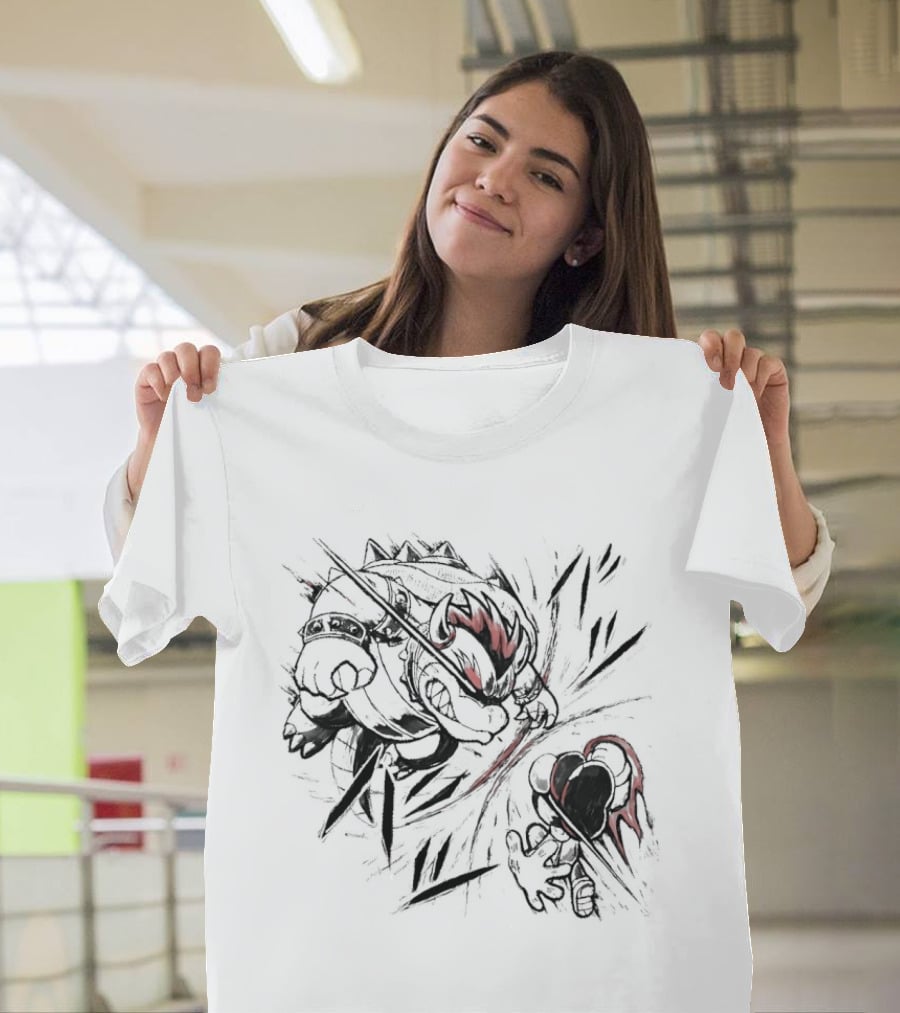 Bowser Vs Mario Epic Showdown Battle Sketch T-Shirt