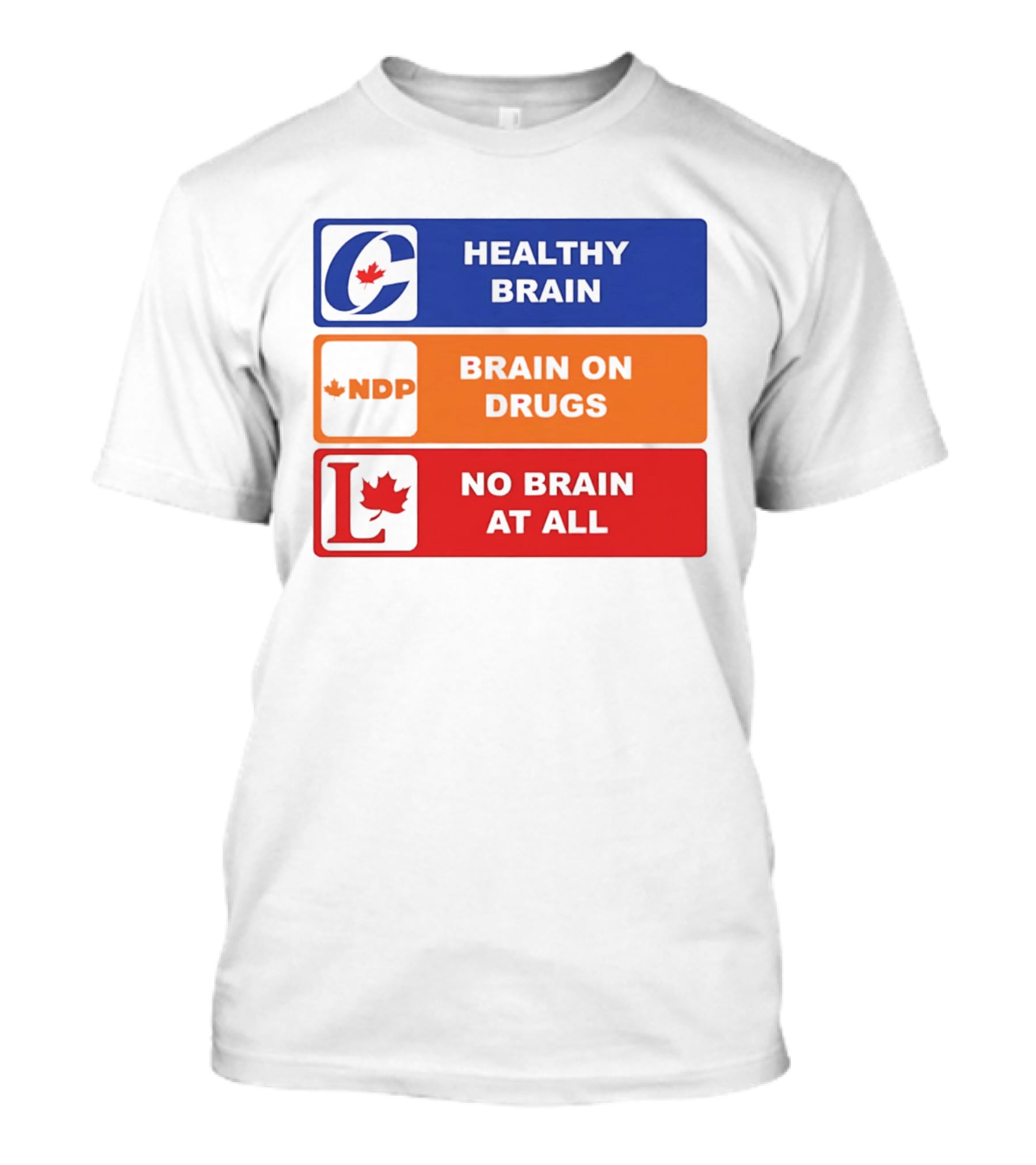 Healthy Brain Brain On Drugs No Brain At All Political Labels T-Shirt