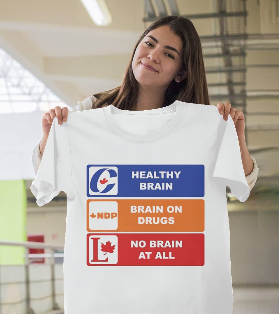 Healthy Brain Brain On Drugs No Brain At All Political Labels T-Shirt