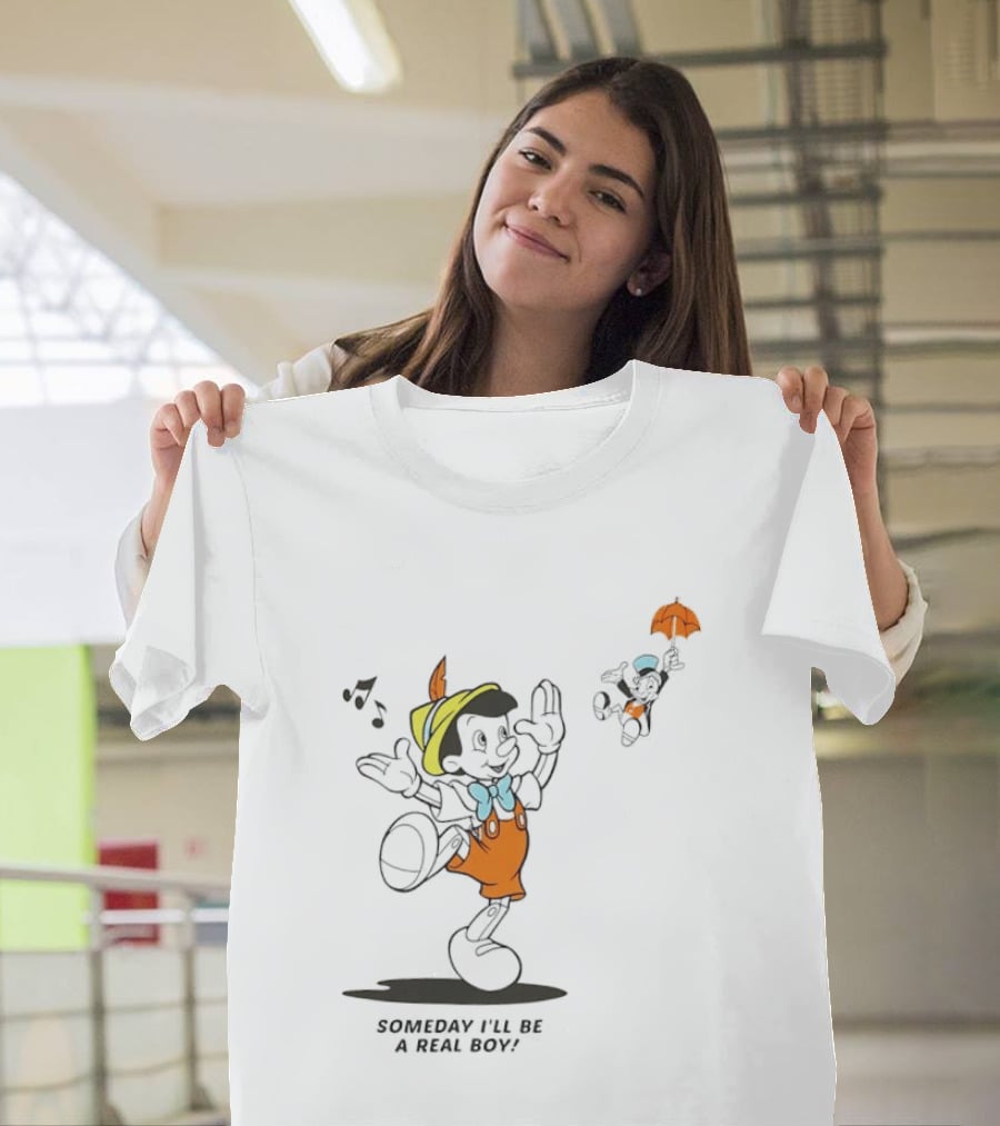 Disney Someday I'll Be A Real Boy Mickey Mouse Pinocchio T-Shirt