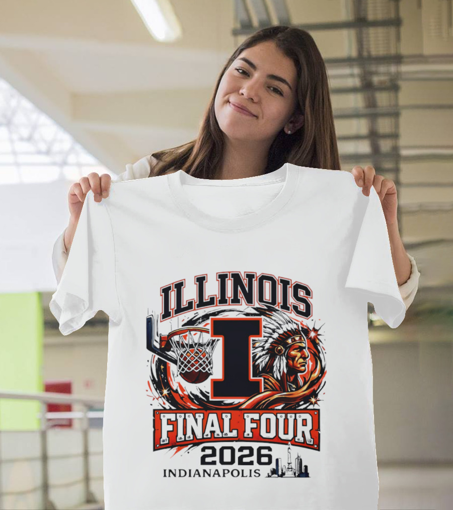 Illinois Basketball Final Four 2026 Indianapolis I Logo And Native American T-Shirt