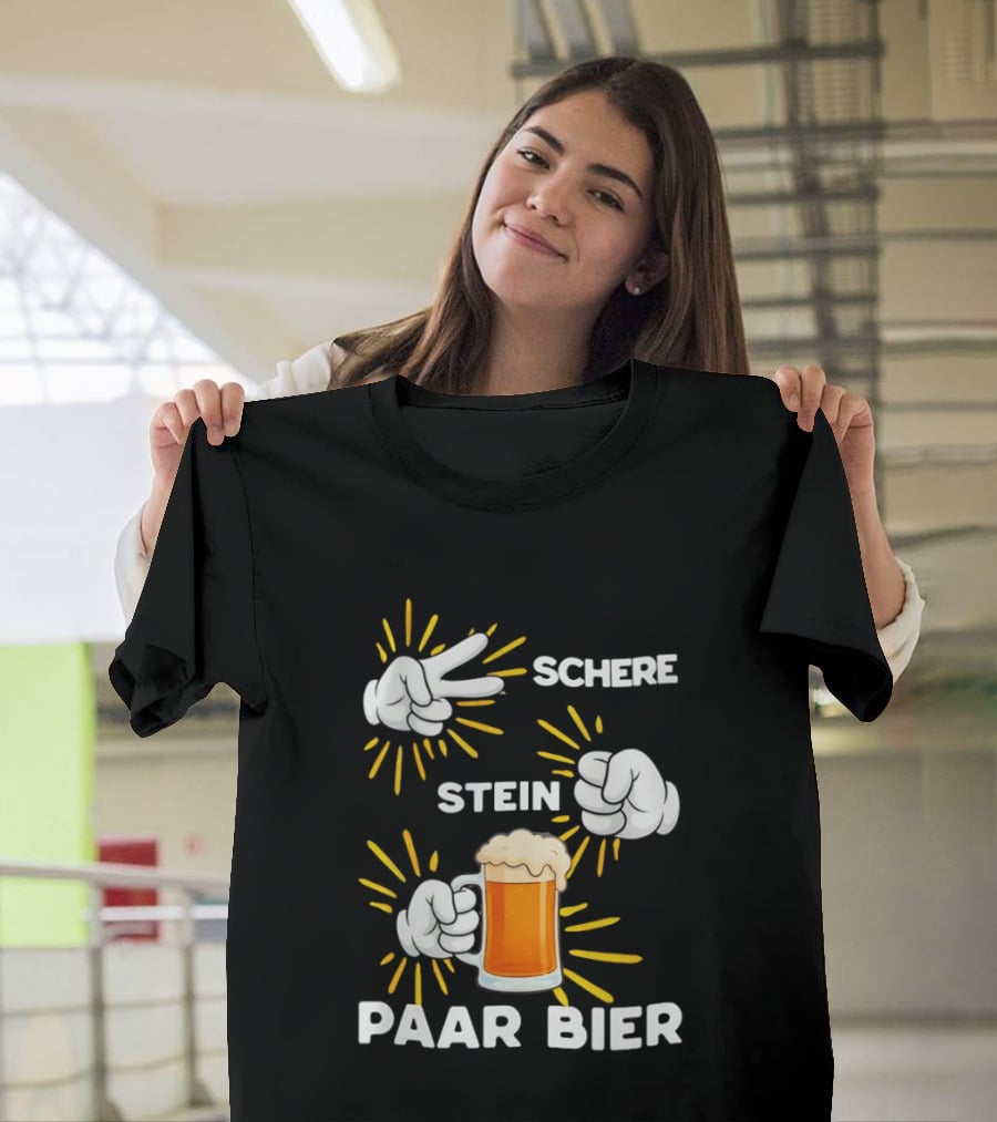 Bachelor Party Schere Stein Paar Bier Fun Celebration T-Shirt