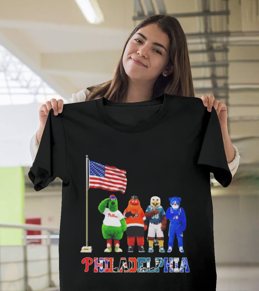 Philadelphia Mascots Saluting The American Flag T-Shirt