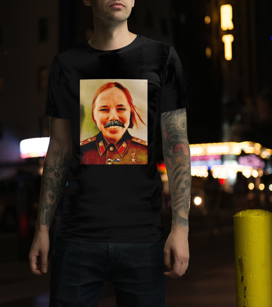 Comrade Bellows Military Portrait Caricature With Mustache T-Shirt