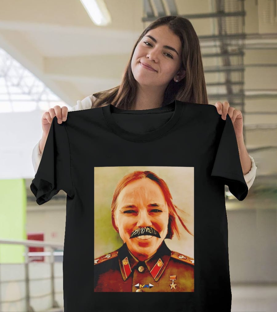 Comrade Bellows Military Portrait Caricature With Mustache T-Shirt