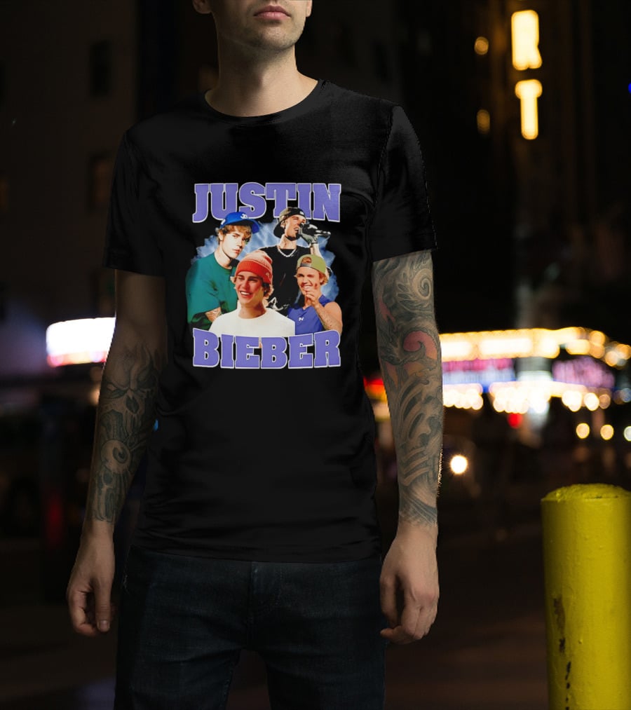 Justin Bieber Singing And Smiling With Various Iconic Looks T-Shirt