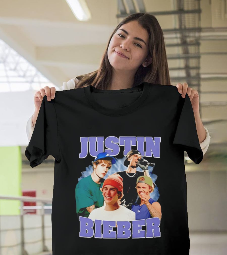 Justin Bieber Singing And Smiling With Various Iconic Looks T-Shirt