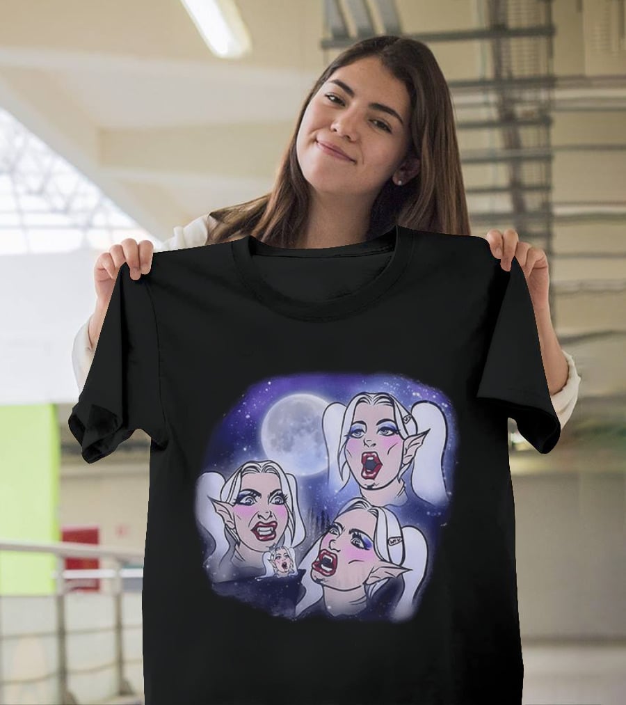 Majestic Howling Wolves Samantha Moonlit Night Fantasy T-Shirt
