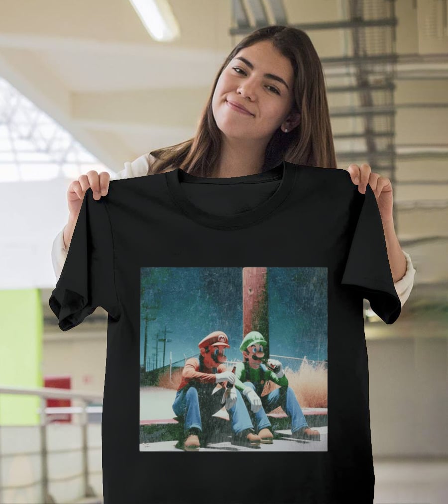 Super Mario Bros Mario And Luigi Relaxing And Drinking Scene T-Shirt