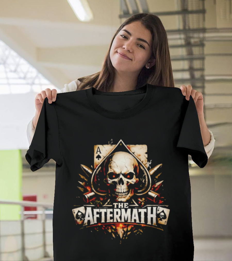 The Aftermath Skull Ace Of Spades Playing Card Bullet Explosion T-Shirt