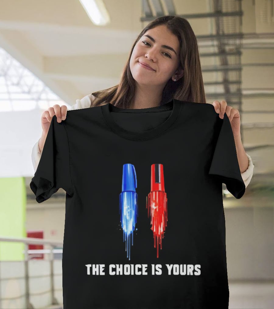 The Choice Is Yours Red And Blue Marker Art Duel T-Shirt
