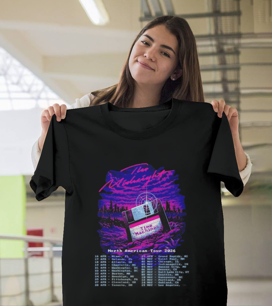 The Midnight Time Machines North American Tour 2026 Retro Floppy Disk T-Shirt