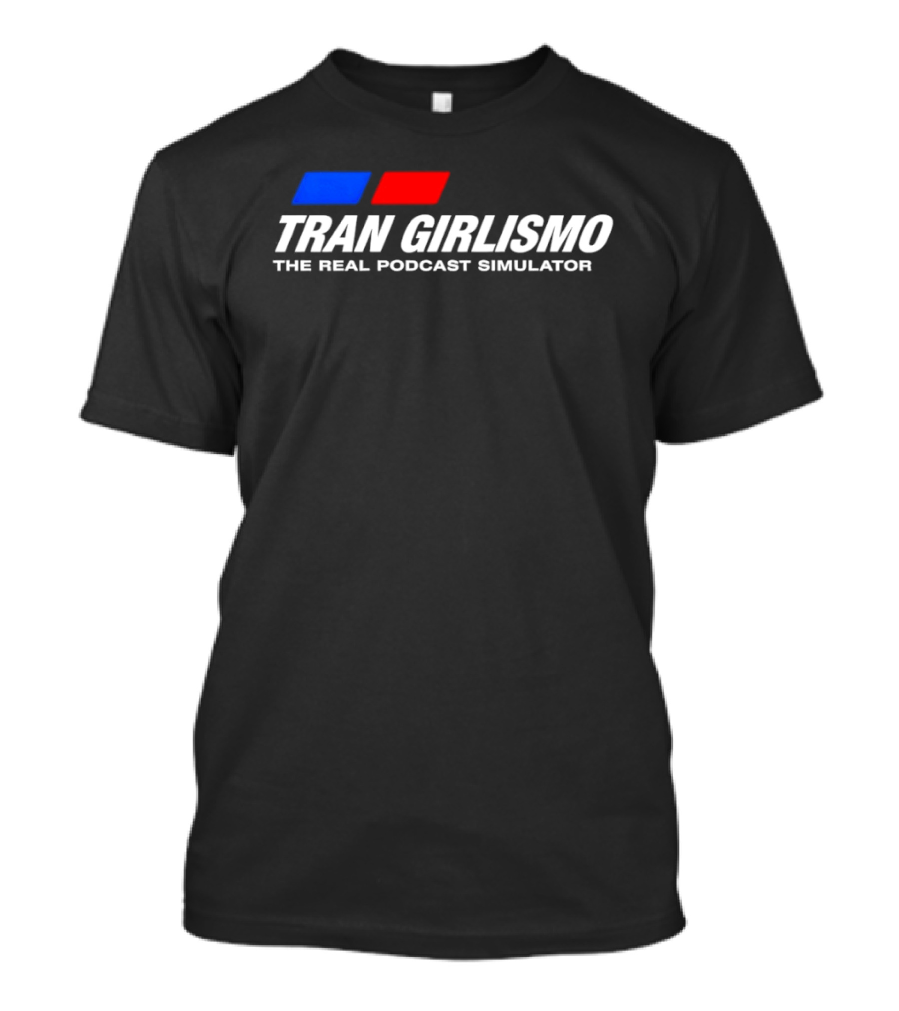 Tran Girlismo The Real Podcast Simulator Blue Red Blocks T-Shirt