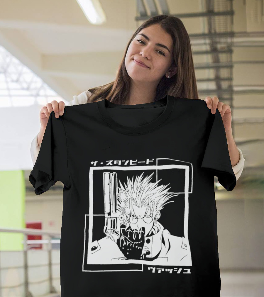 Vash The Stampede Trigun Japanese Typography Stylized T-Shirt