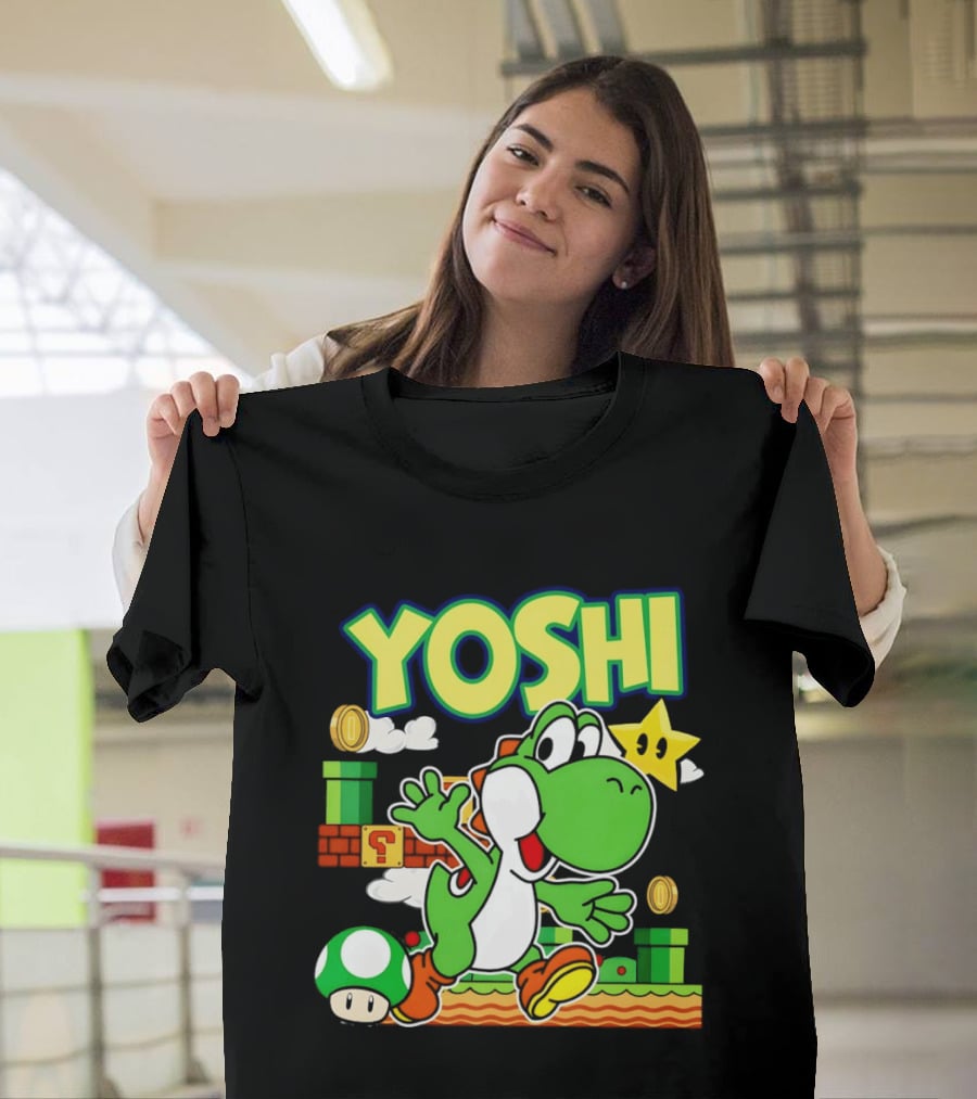 Yoshi Super Mario Bros Game Iconic Green Dinosaur Adventure T-Shirt