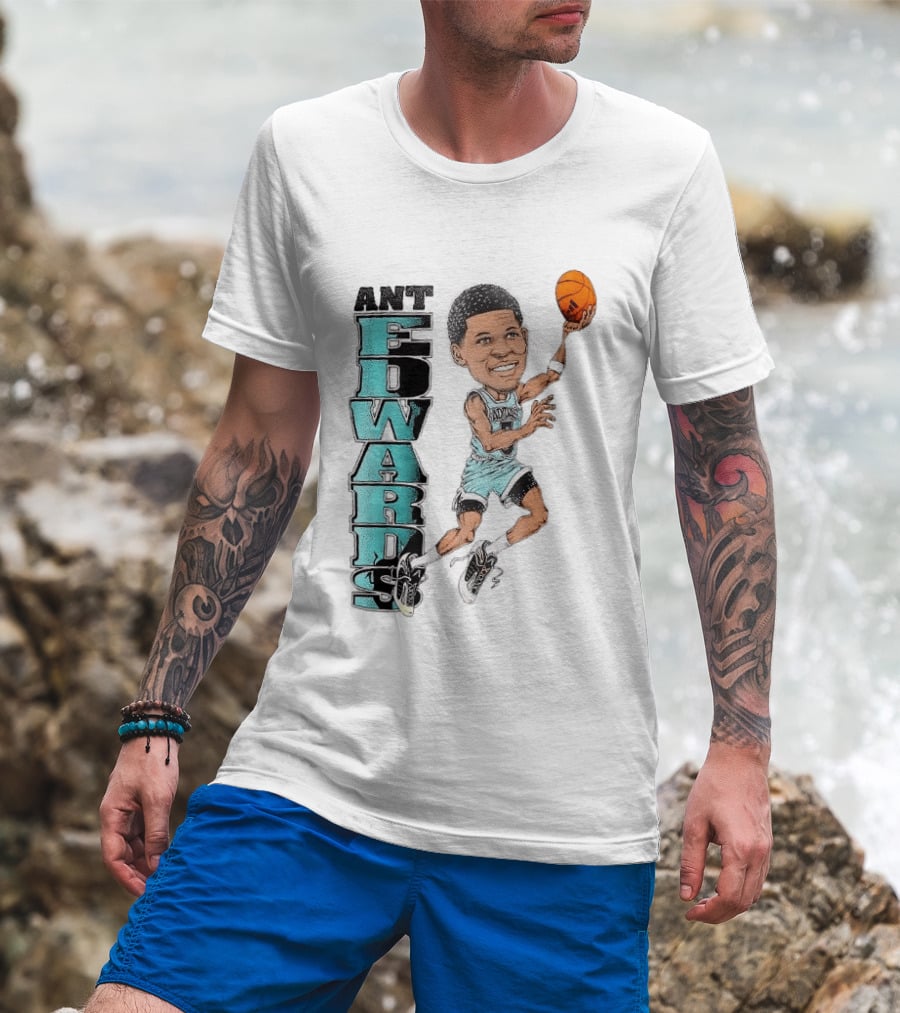 Anthony Edwards Cartoon Dunk Ant Edwards Basketball T-Shirt