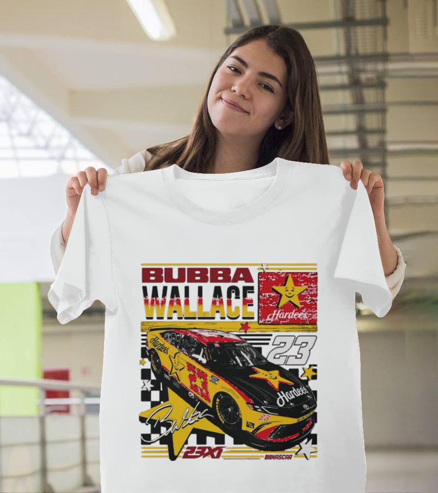 Bubba Wallace 23XI Racing Hardee's Car Number 23 Racing Team T-Shirt