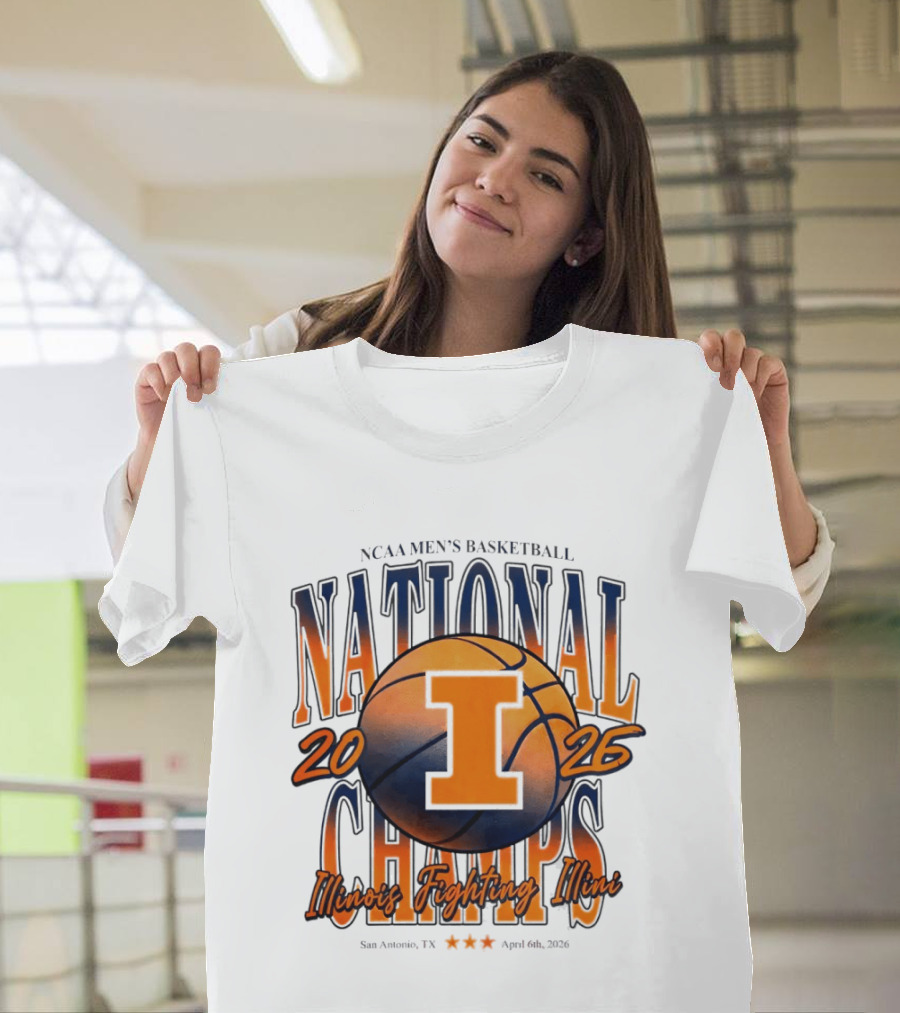 NCAA Men's Basketball National Champs 2026 Illinois Fighting Illini San Antonio April 6 T-Shirt