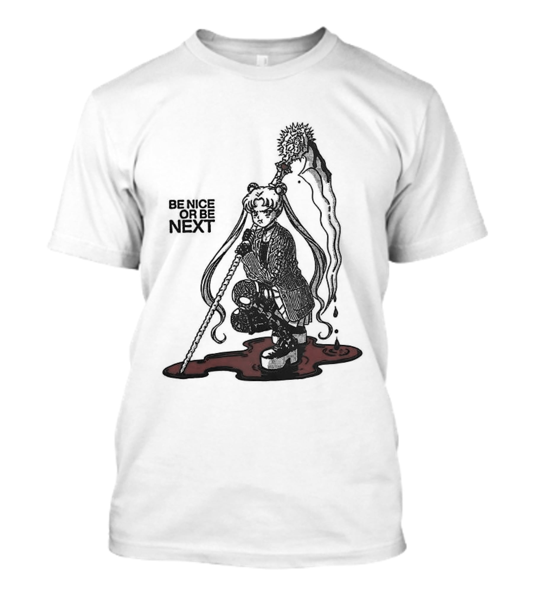 Sailor Moon Be Nice Or Be Next Dark Silhouette And Blood Pool T-Shirt