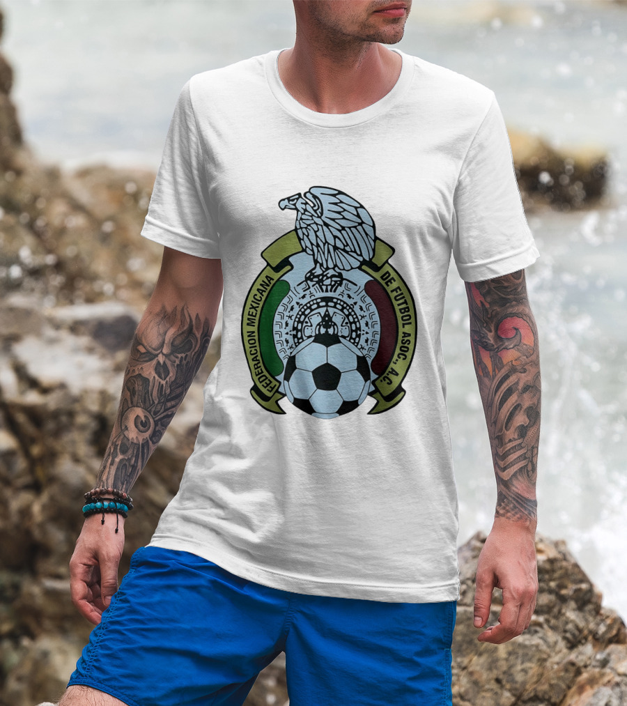 Federacion Mexicana De Futbol Asociacion AC Soccer Ball Emblem With Eagle And Aztec T-Shirt