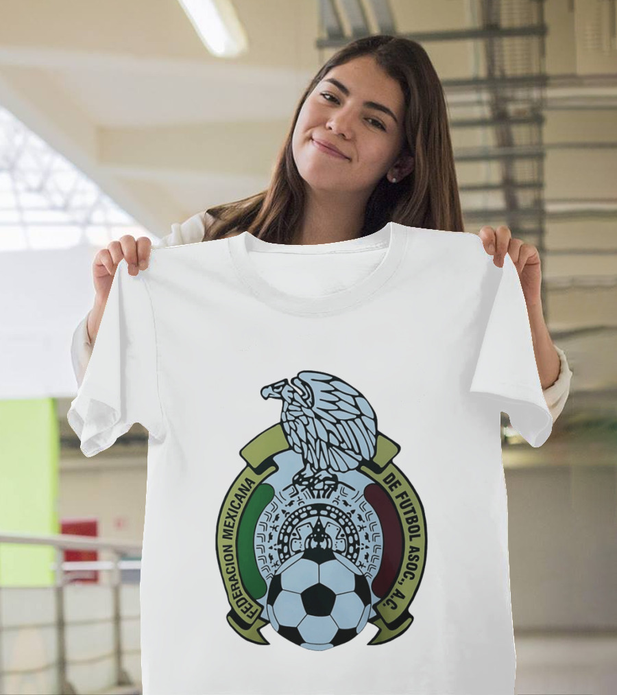 Federacion Mexicana De Futbol Asociacion AC Soccer Ball Emblem With Eagle And Aztec T-Shirt