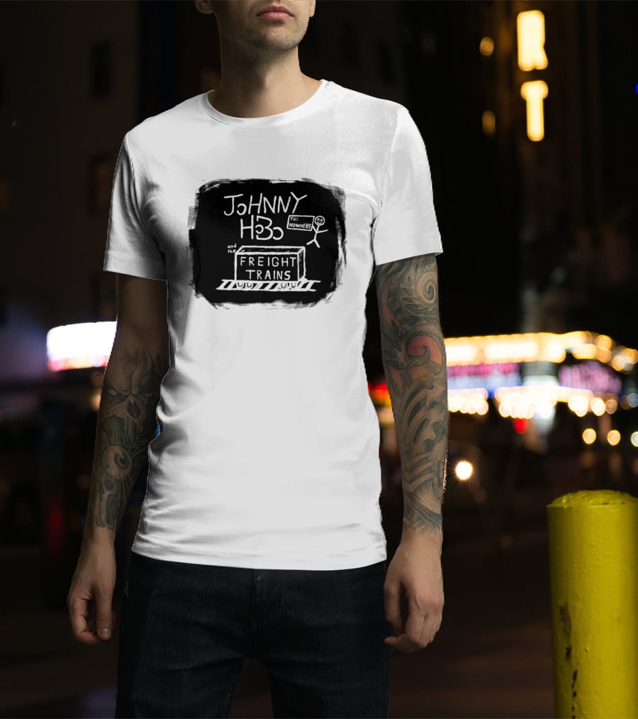 Johnny Hobo Freight Trains Stick Figure Drawing T-Shirt