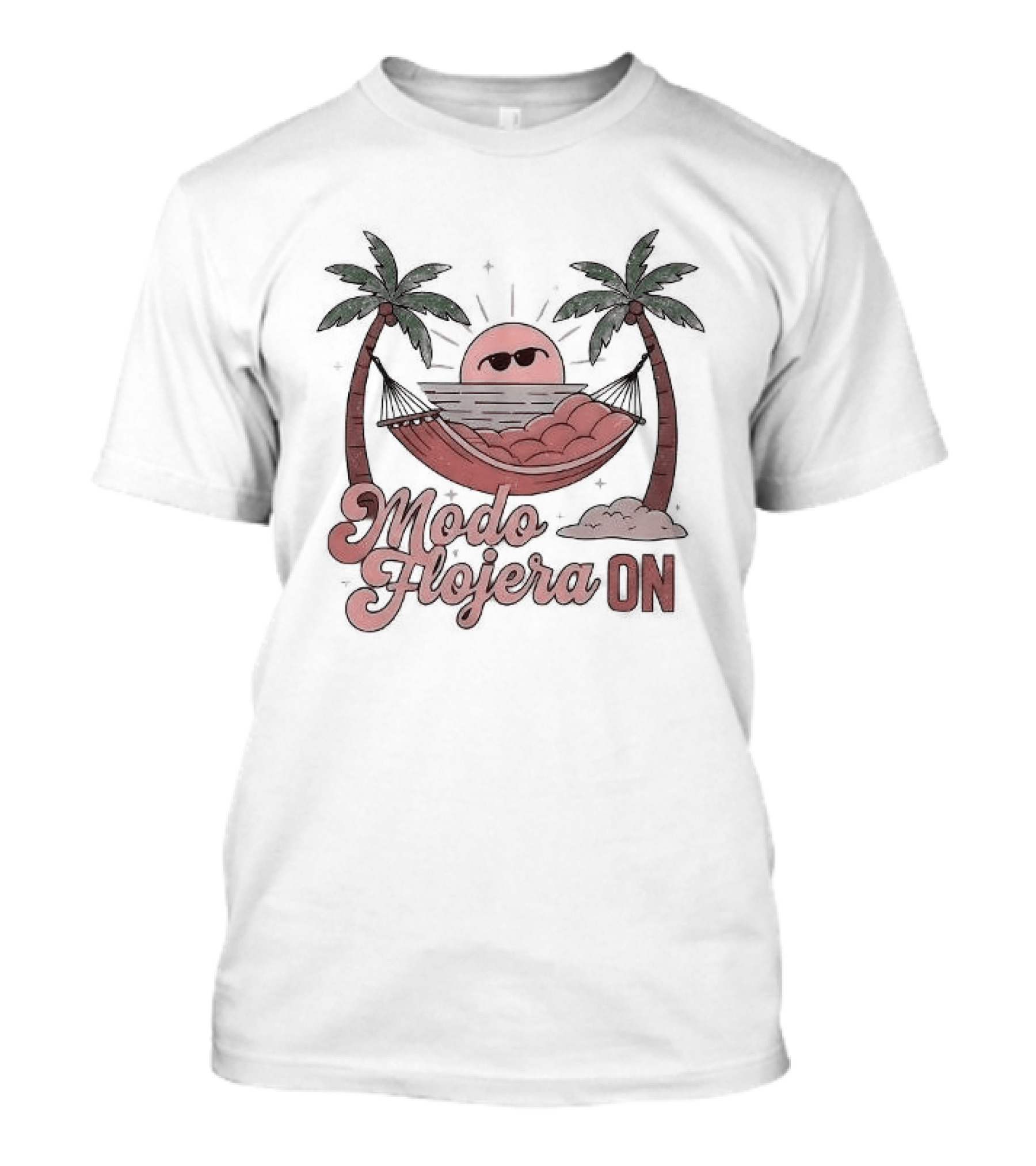 Modo Flojera ON Palm Trees Hammock Sun Emoji T-Shirt