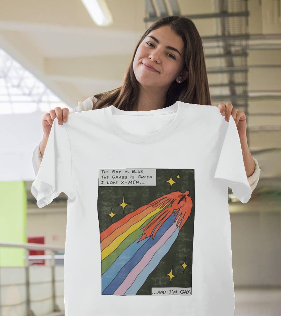 The Sky Is Blue The Grass Is Green I Love X Men Rainbow And I'm Gay T-Shirt