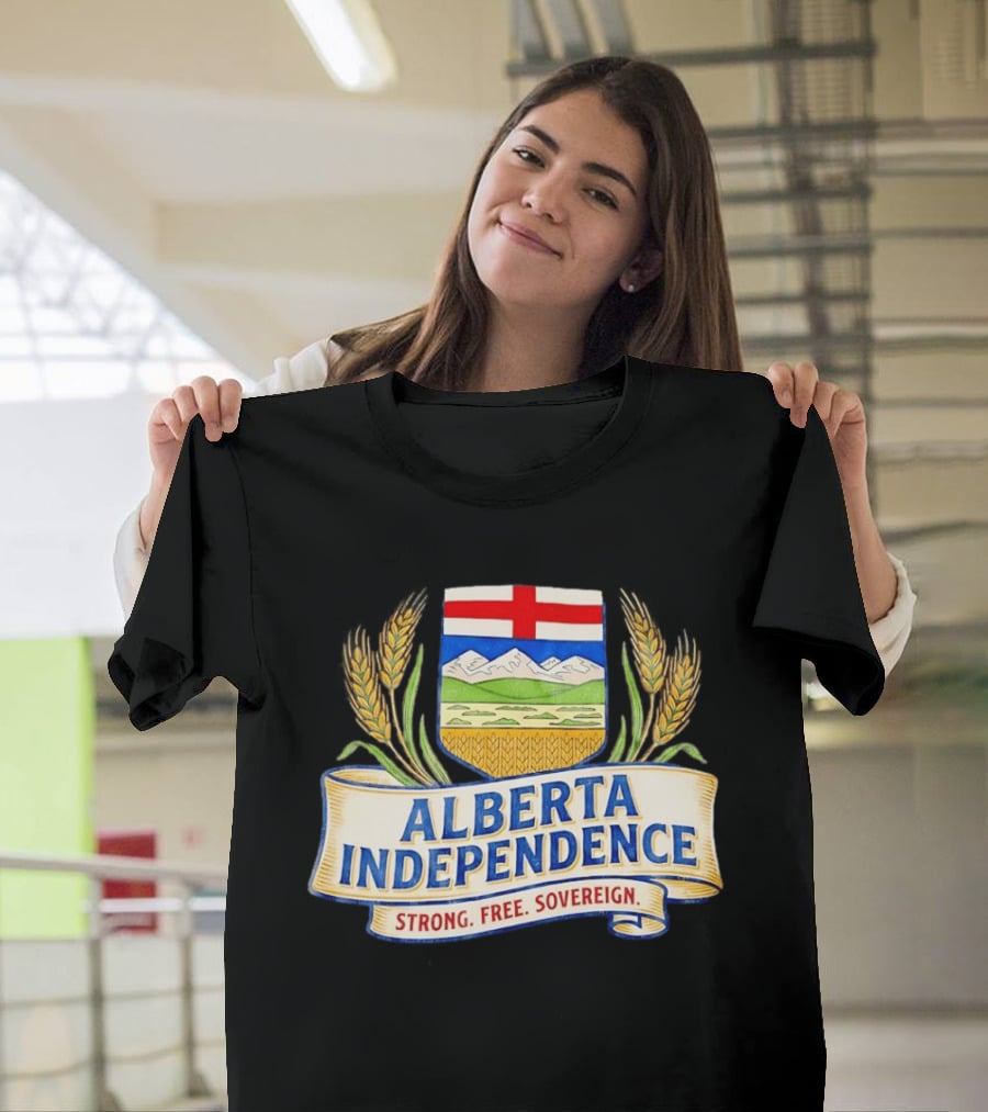 Alberta Independence Emblem Strong Free Sovereign Crest T-Shirt