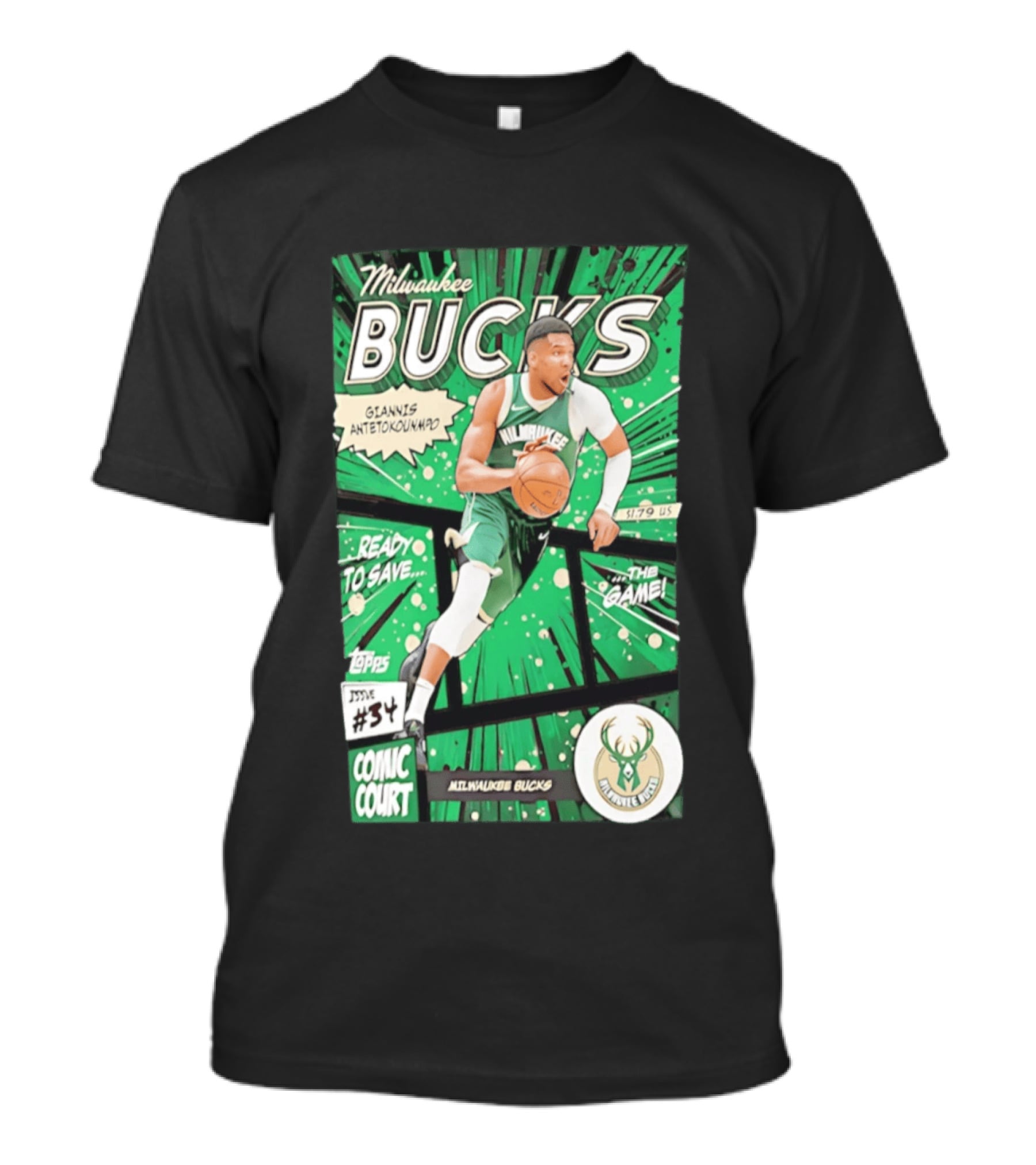 Milwaukee Bucks Giannis Antetokounmpo Comic Court Issue #34 T-Shirt