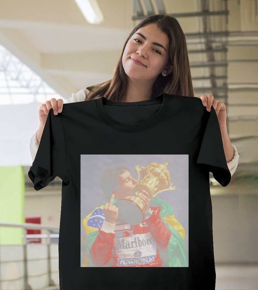 Ayrton Senna Iconic F1 Trophy Celebration And Gesture T-Shirt