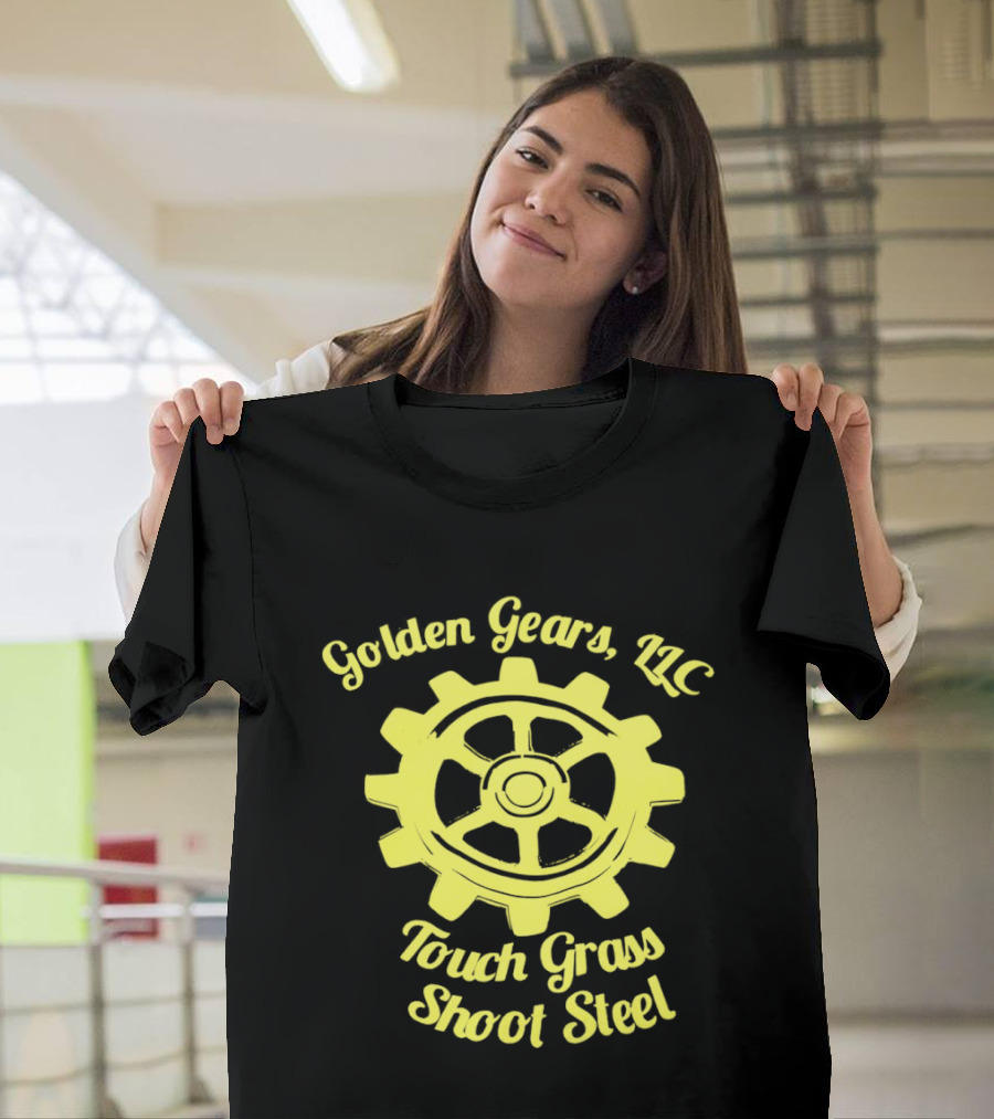 Golden Gears LLC Touch Grass Shoot Steel Gear Image T-Shirt
