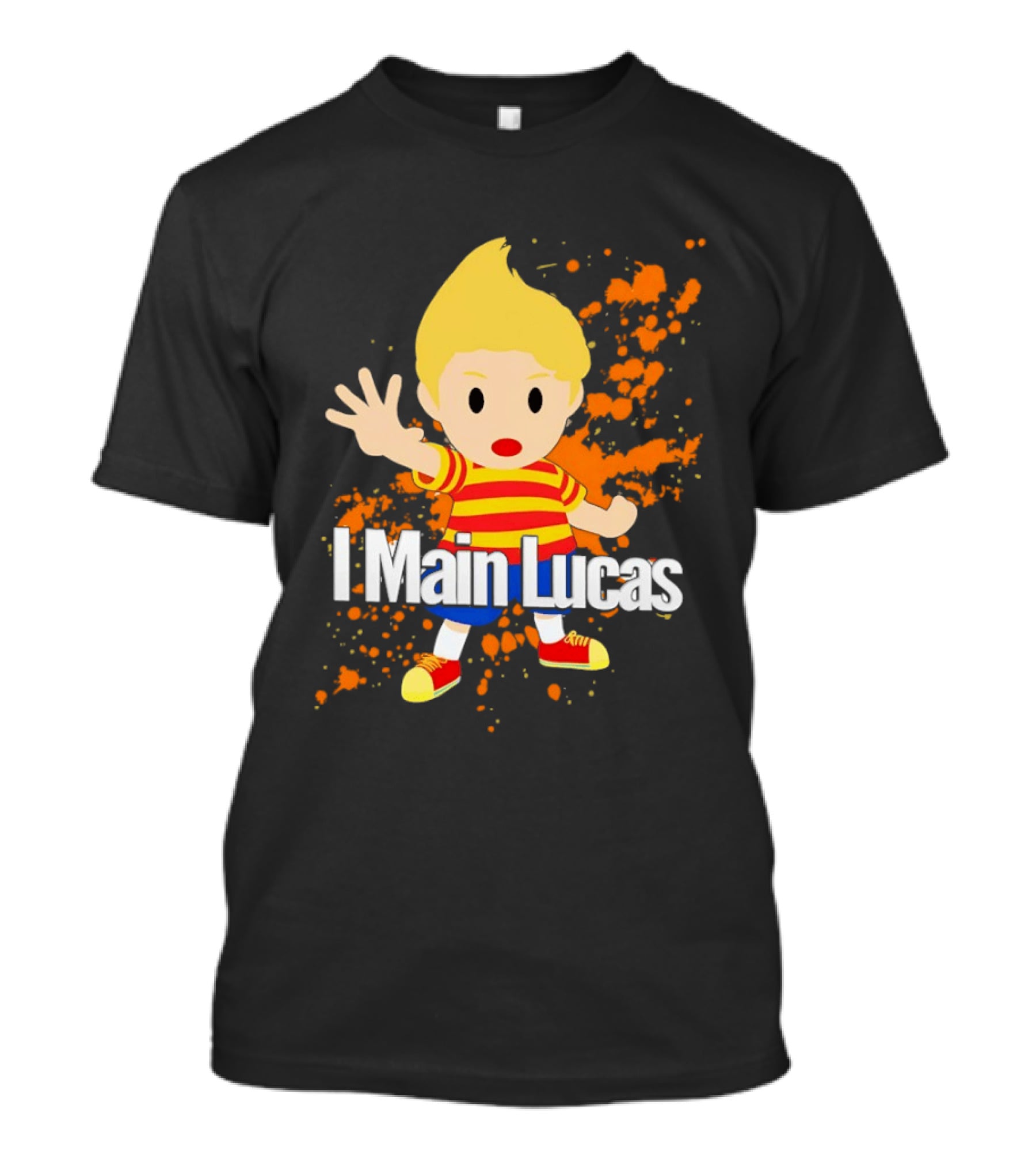 I Main Lucas Cartoon Character Orange Paint Splash T-Shirt
