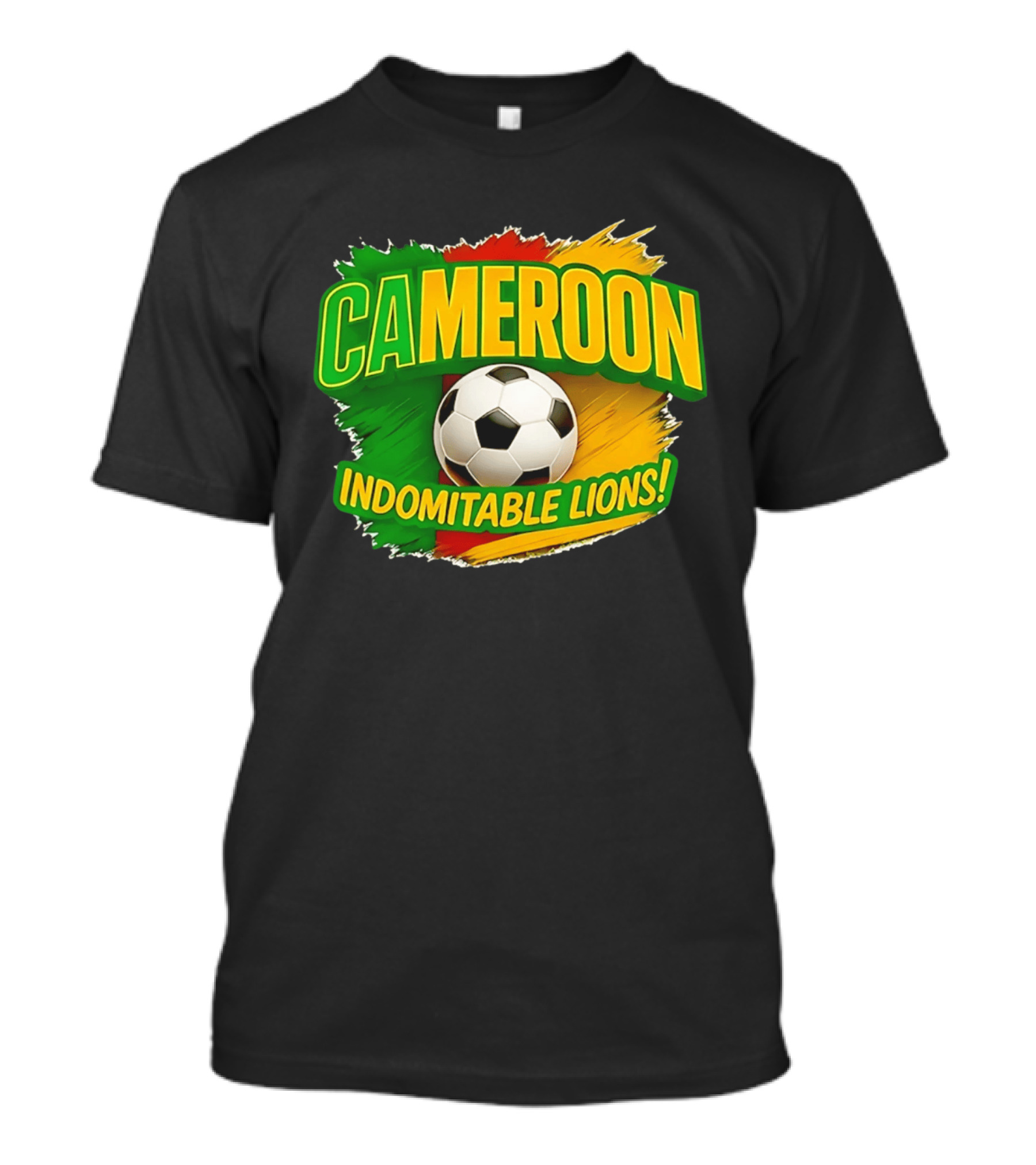 Cameroon Indomitable Lions Soccer Ball Icon With Colorful Brush Strokes T-Shirt