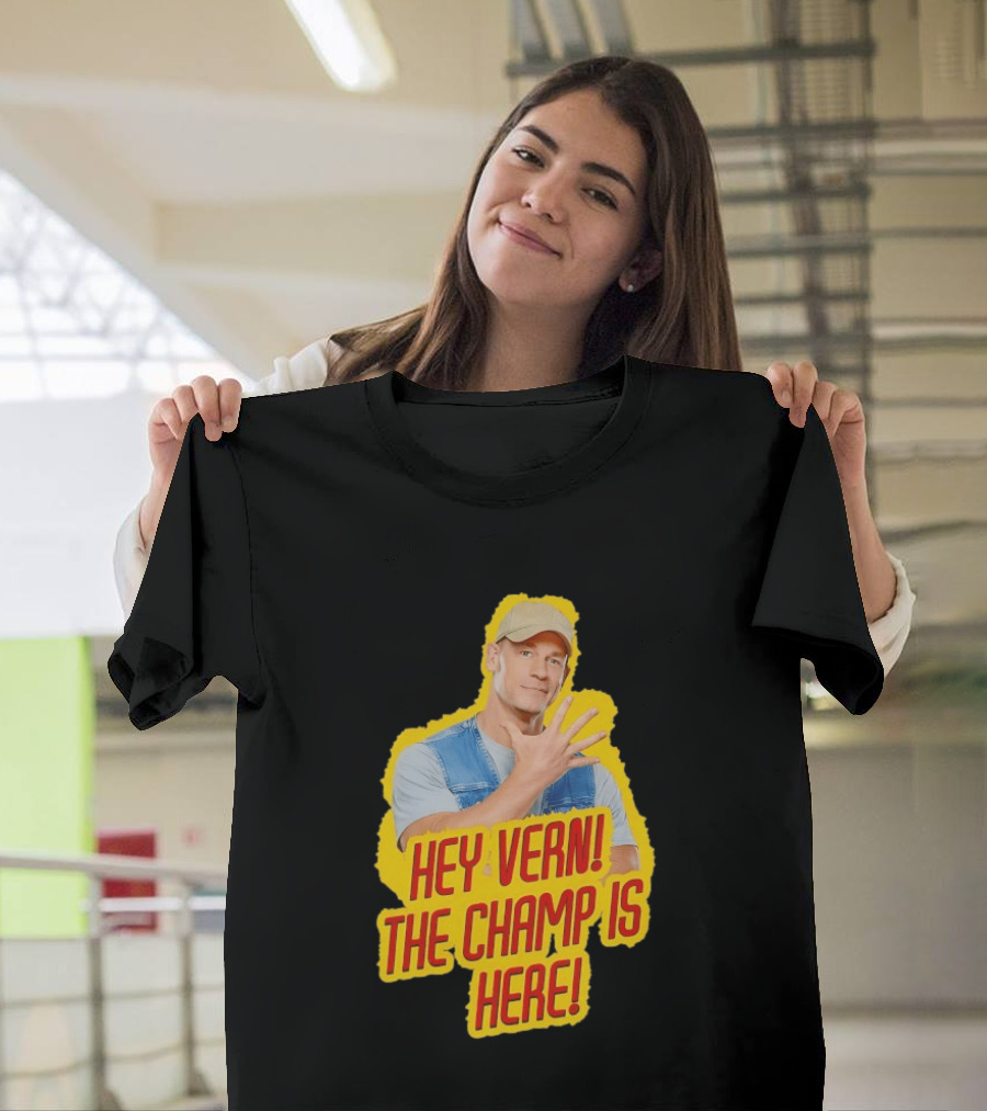 John Cena Hey Vern The Champ Is Here Hand Gesture Yellow Highlight T-Shirt