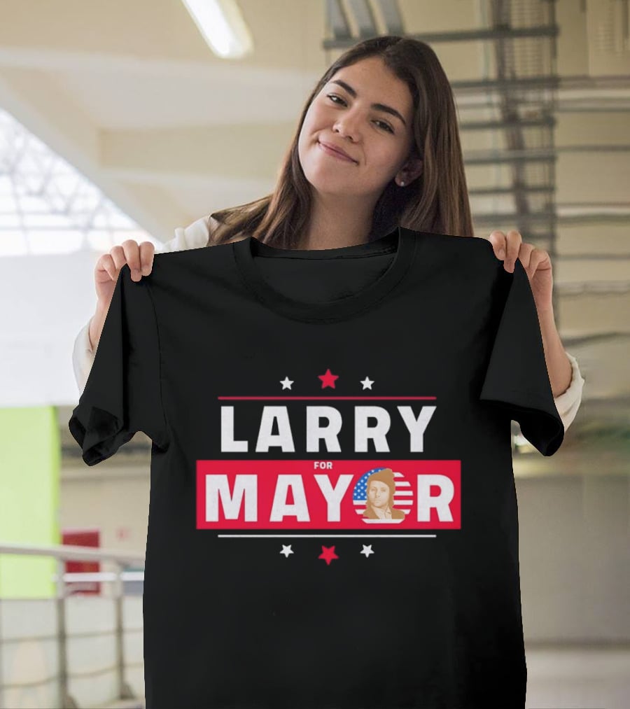 Larry For Mayor American Flag Style Candidate Image T-Shirt
