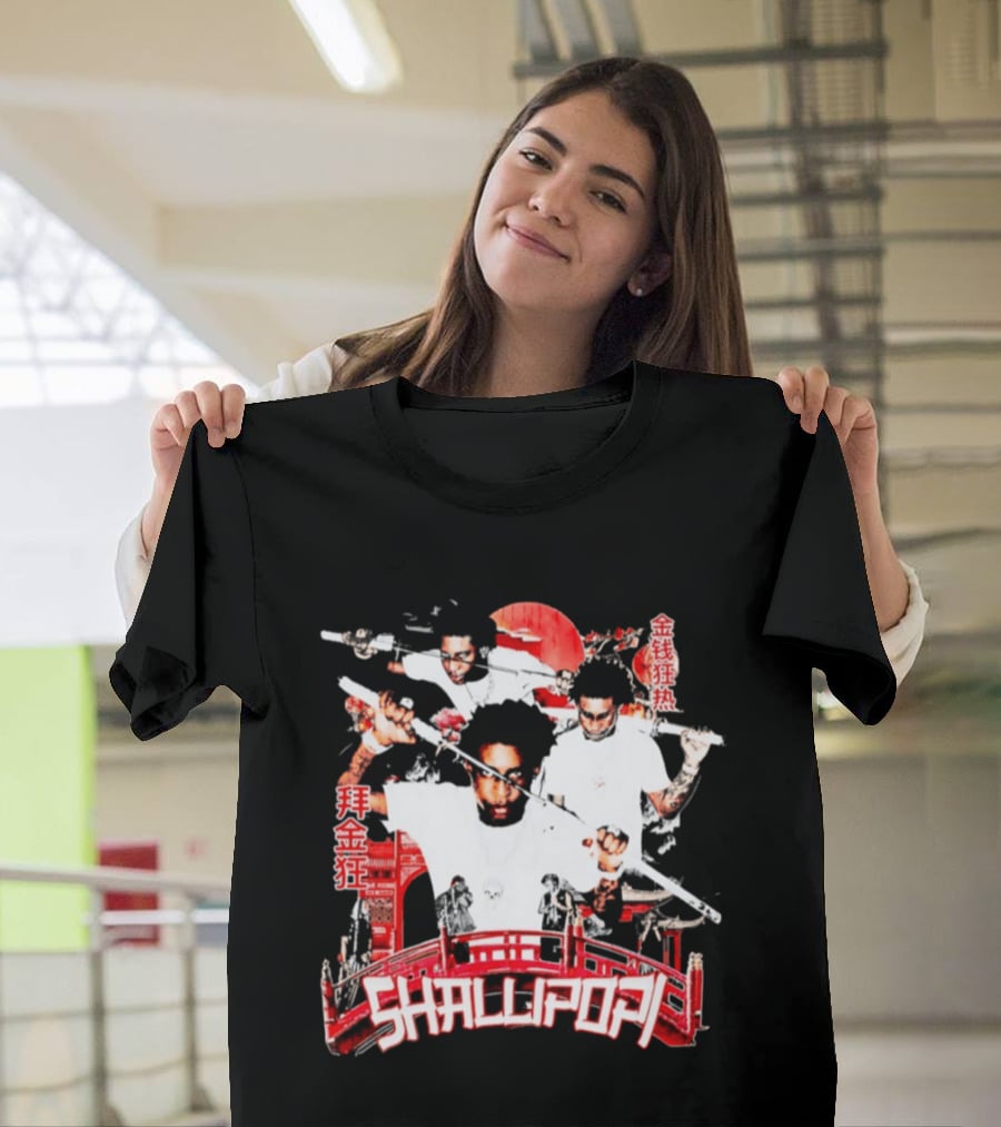 Shallipopi Samurai Warrior Red Bridge T-Shirt