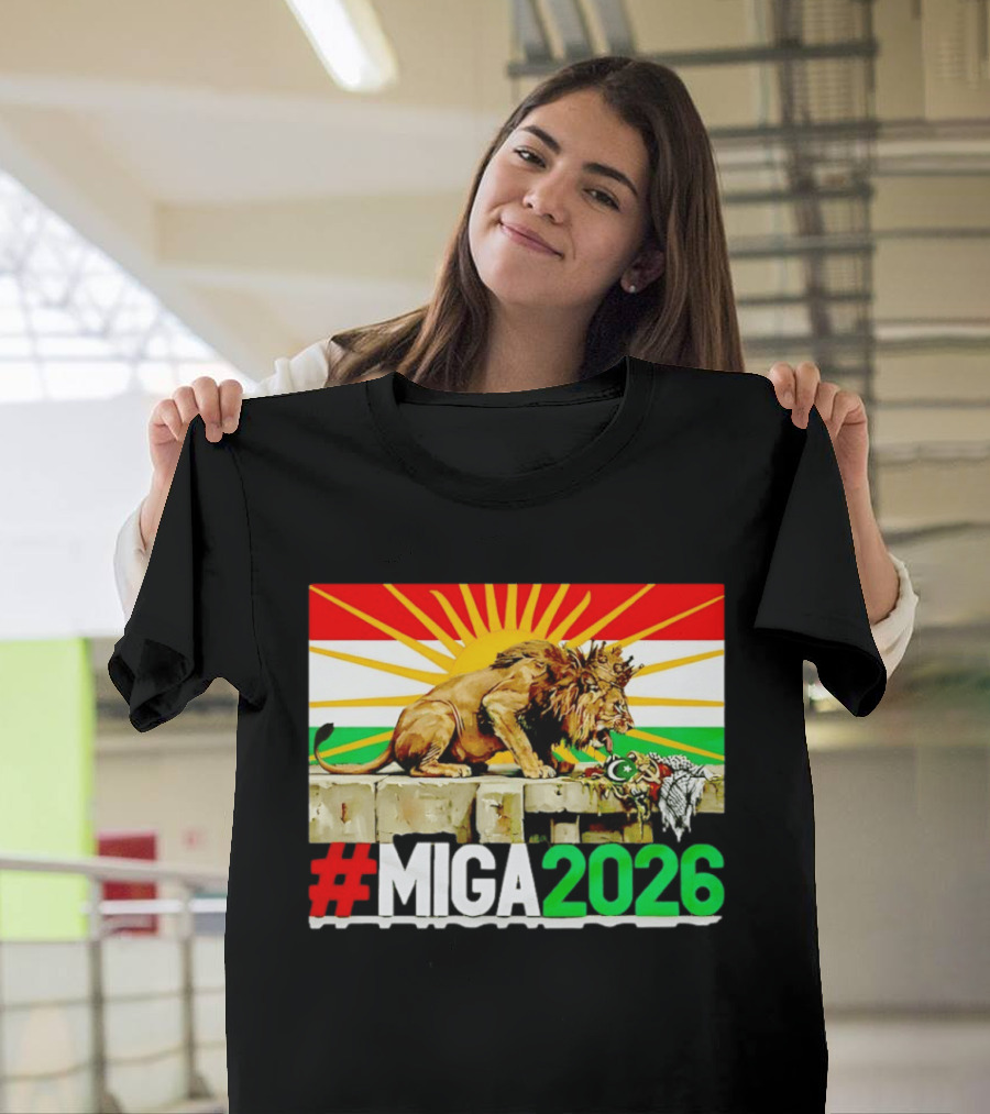 #MIGA 2026 Lion With Kurdistan Flag And Sun T-Shirt