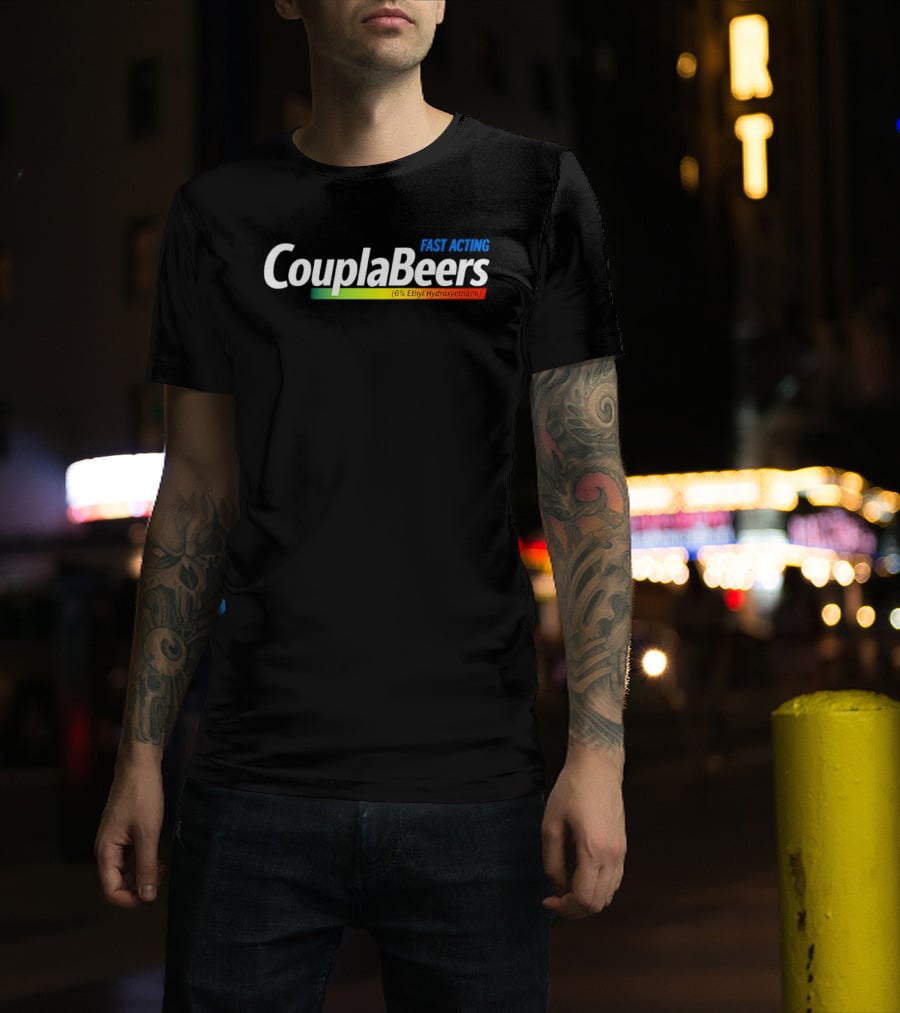 Fast Acting Couplabeers 6 Percent Ethyl Hydroxyethane Bold Humor T-Shirt