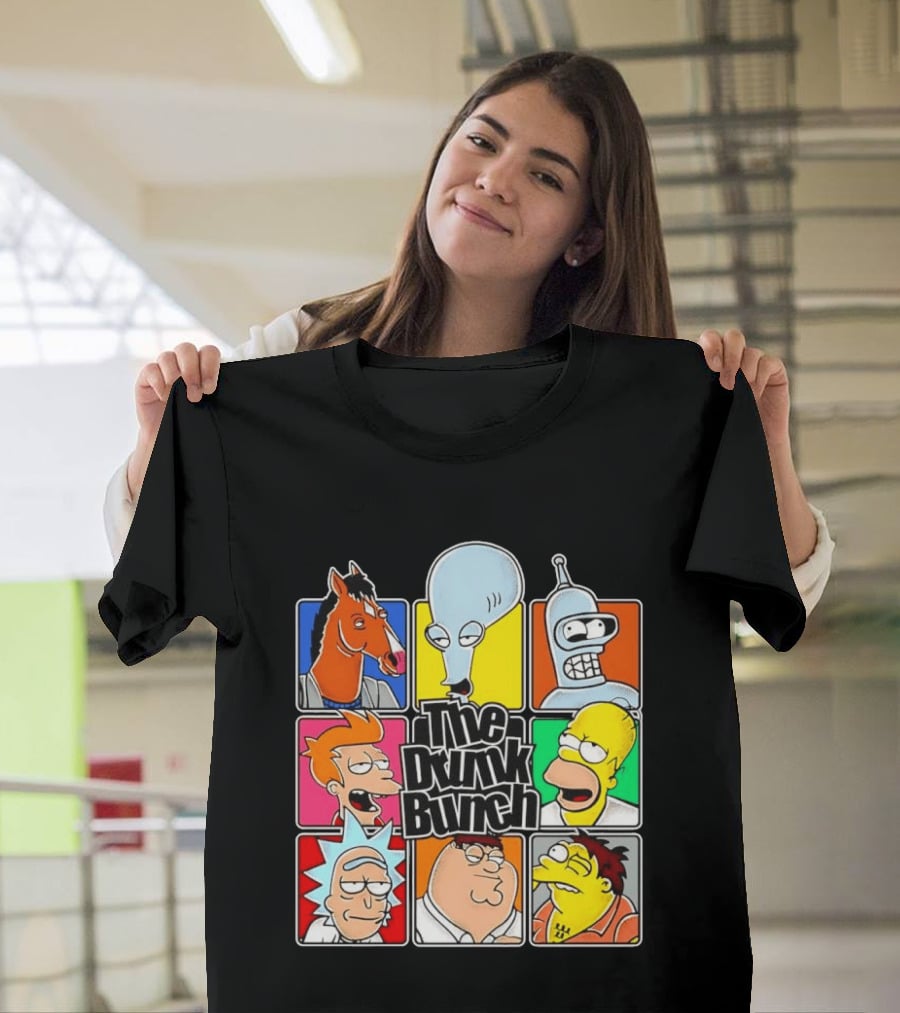 The Drunk Bunch Bojack Horseman Roger Bender Fry Rick Homer Peter Griffin Barney Gumble T-Shirt