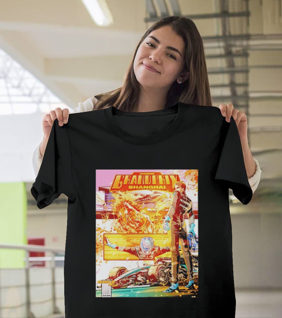 Chinese Grand Prix Shanghai Anime Style With Race Car And Driver T-Shirt