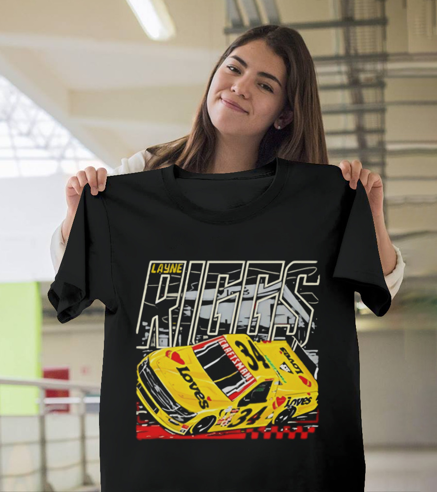 Layne Riggs Loves Truck Racing With Vibrant Yellow Car T-Shirt