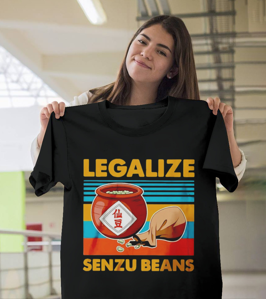 Legalize Senzu Beans Dragon Ball Kagome Jar Vintage Stripes T-Shirt