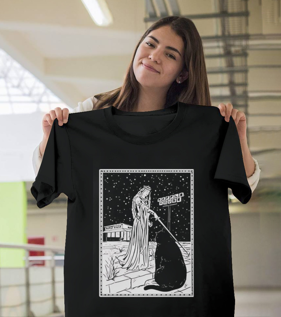 Medieval Cat Tarot Waffle House The Hermit T-Shirt