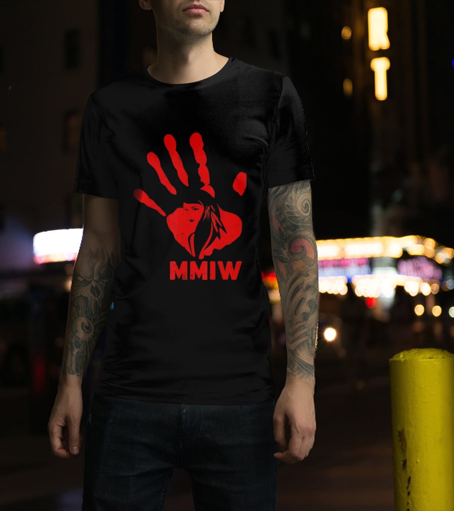 MMIW Red Handprint Symbol For Missing Murdered Indigenous Women Awareness T-Shirt