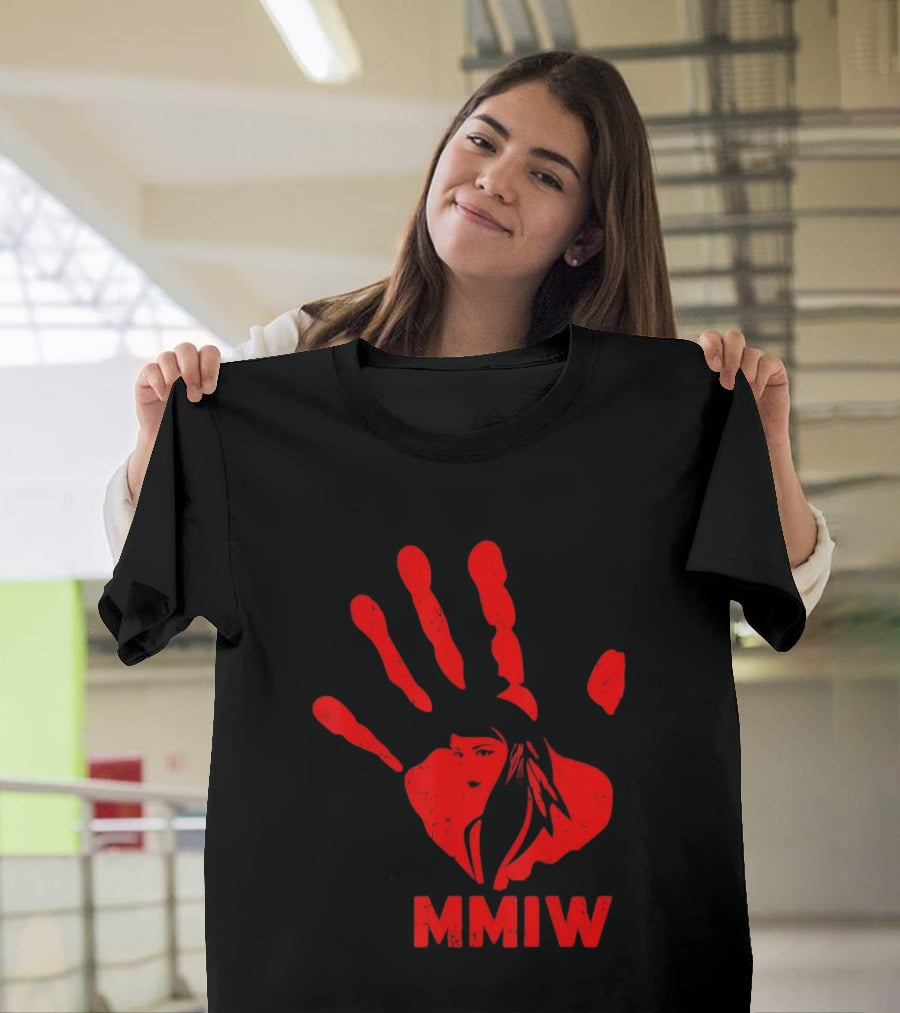 MMIW Red Handprint Symbol For Missing Murdered Indigenous Women Awareness T-Shirt