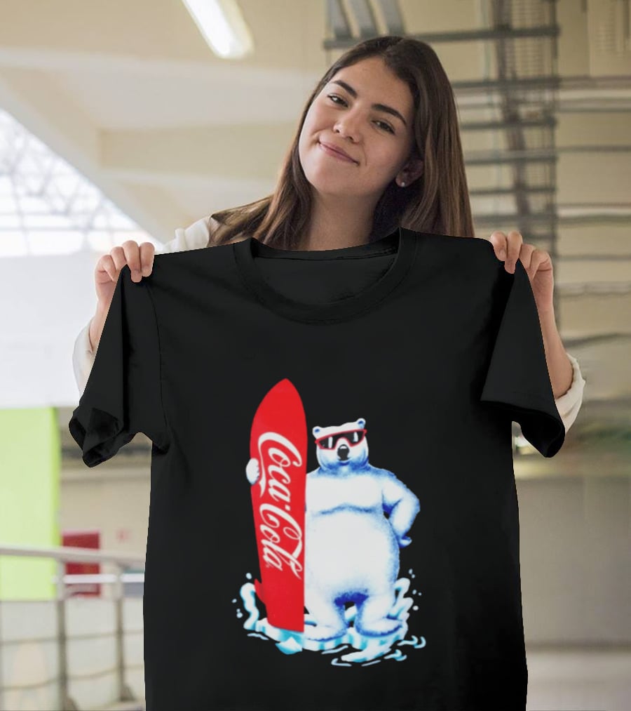 1995 Coca Cola Polar Bear Surfboard Sunglasses T-Shirt