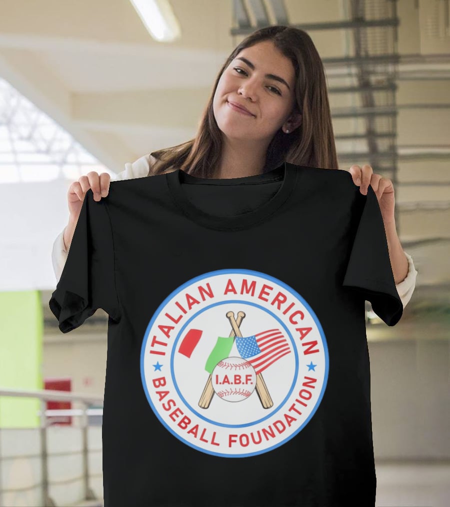 Italian American Baseball Foundation IABF Flags And Crossed Bats T-Shirt