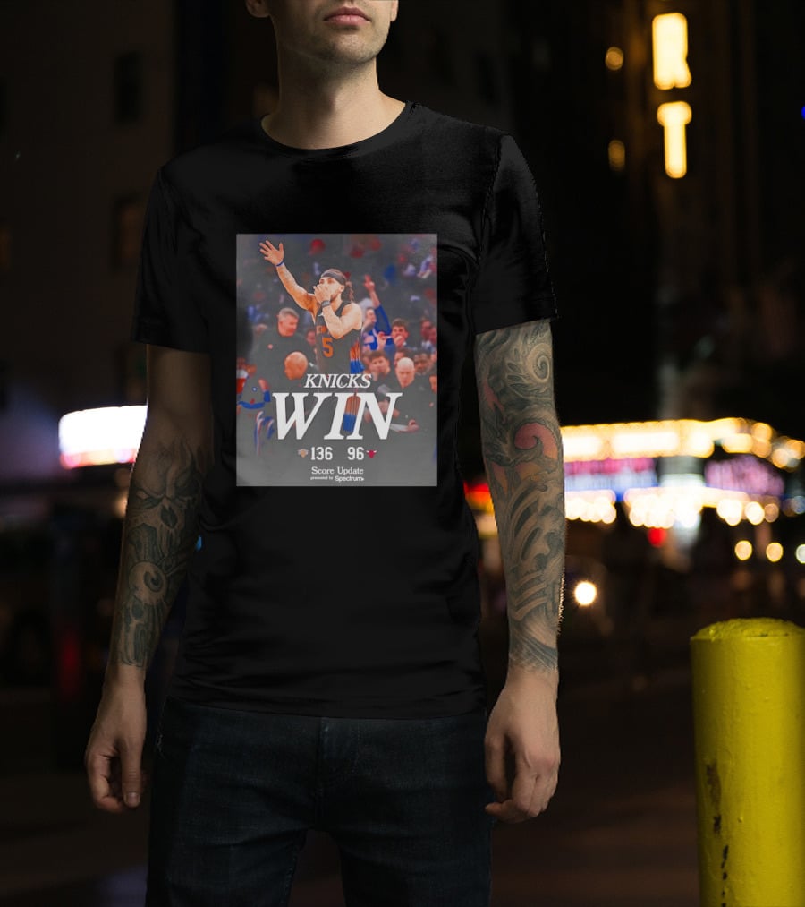 Knicks Win Jalen Brunson Celebration 136 96 Over Chicago Bulls T-Shirt